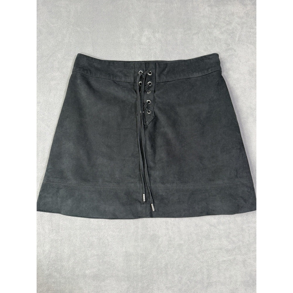 Abercrombie & Fitch Women's Faux Suede Mini Skirt Lace Up Size‎ 4 Goth Punk Boho